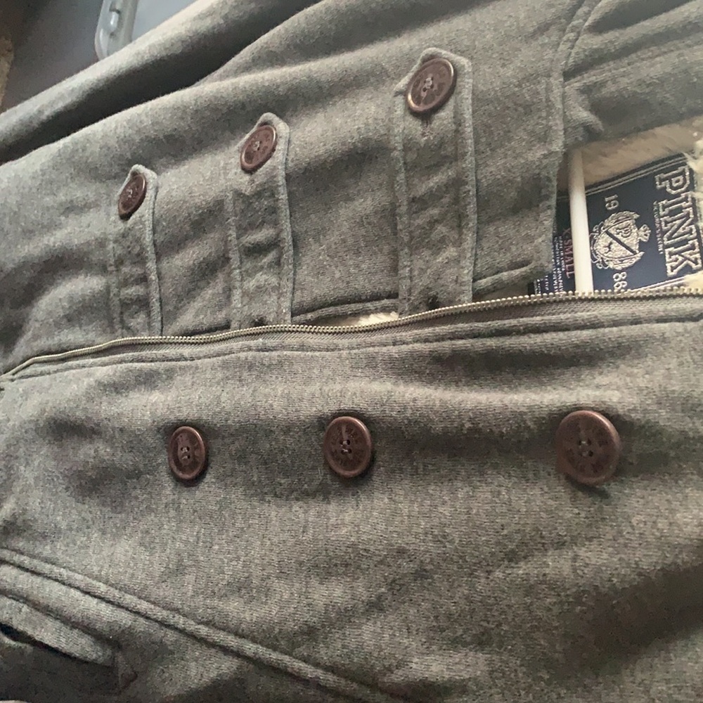 gray fur-buttoned Jacket - Picture 5 of 7